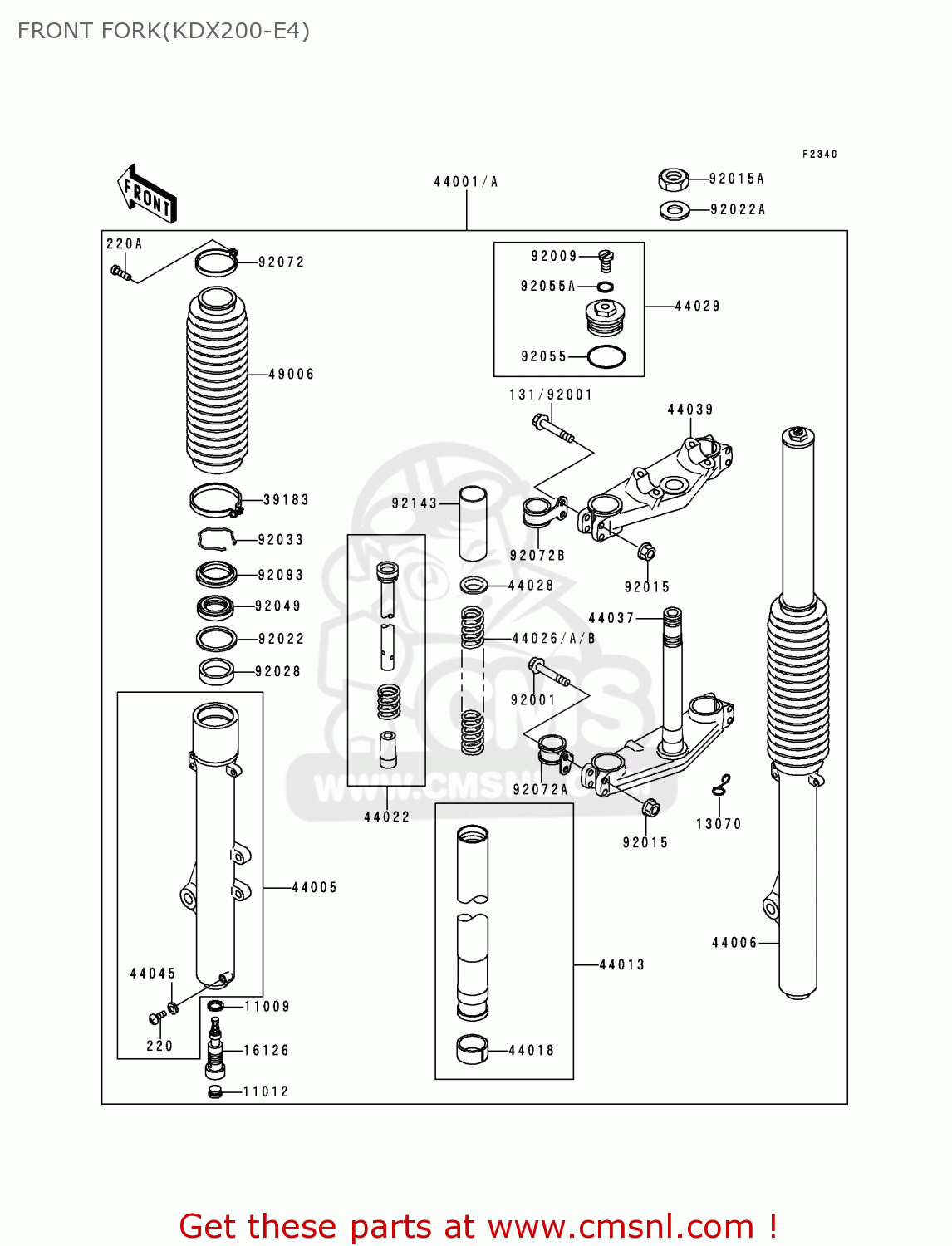 FRONT FORK(KDX200-E4) KDX200-E4 1992 USA CANADA