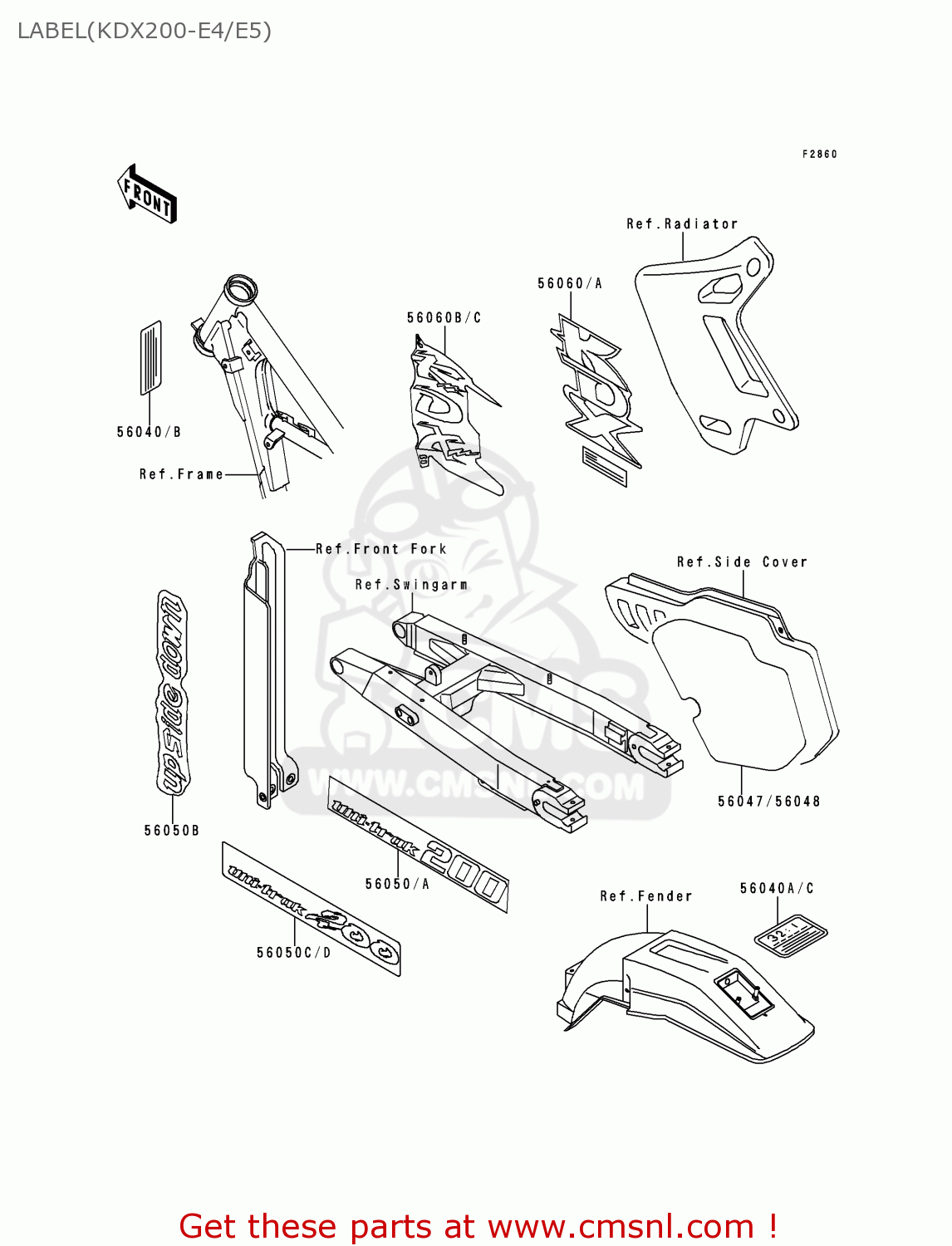 LABEL(KDX200-E4/E5) KDX200-E4 1992 USA CANADA
