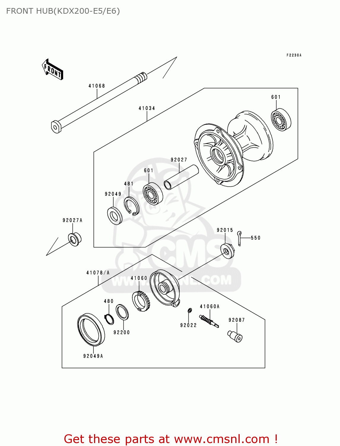 FRONT HUB(KDX200-E5/E6) KDX200-E5 1993 UNITED KINGDOM AL