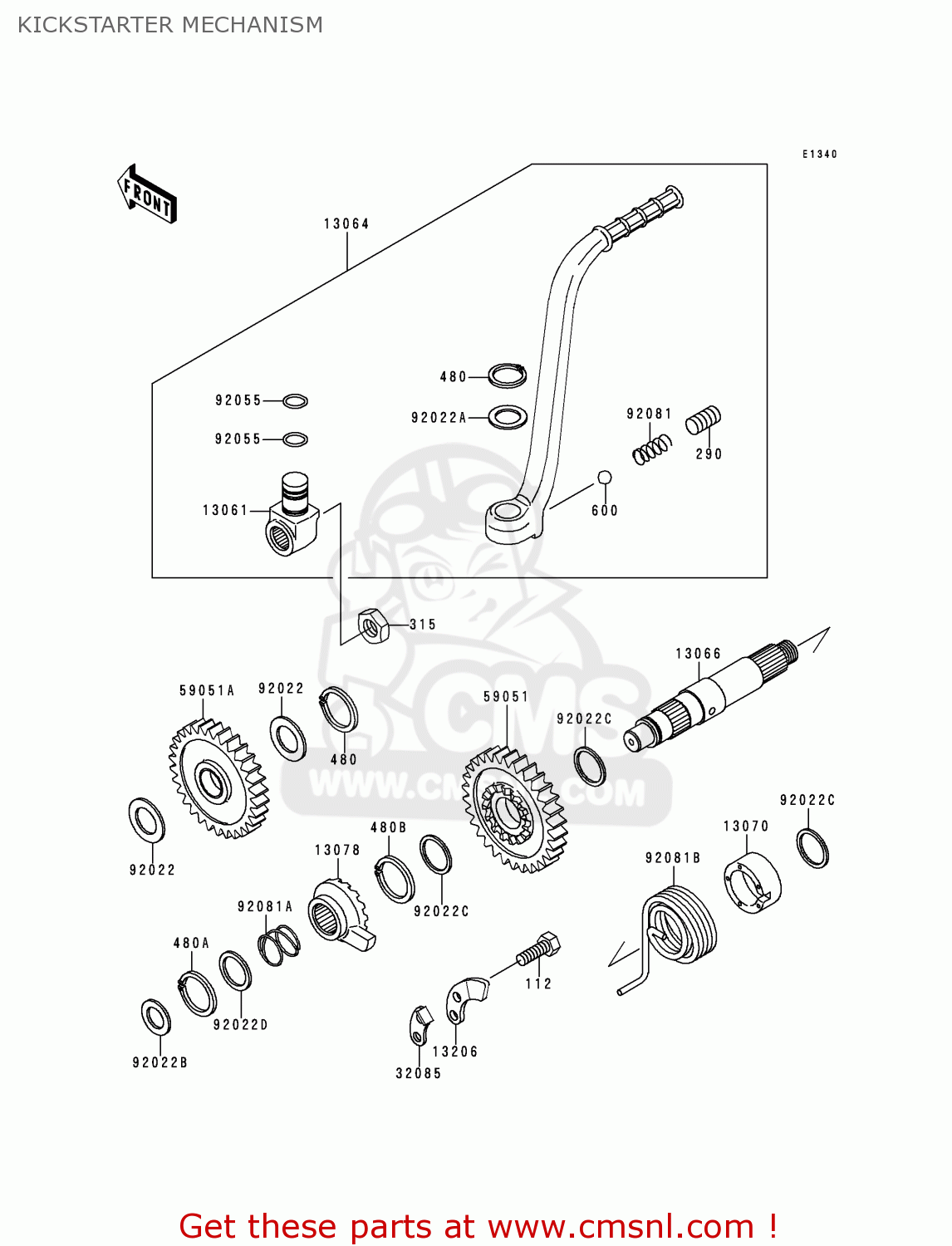 KICKSTARTER MECHANISM KDX200-E5 1993 USA CANADA