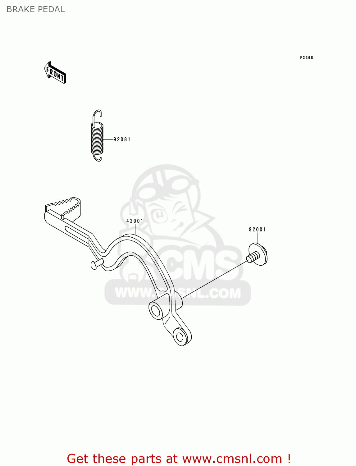 BRAKE PEDAL KDX200-E5 1993 USA CANADA