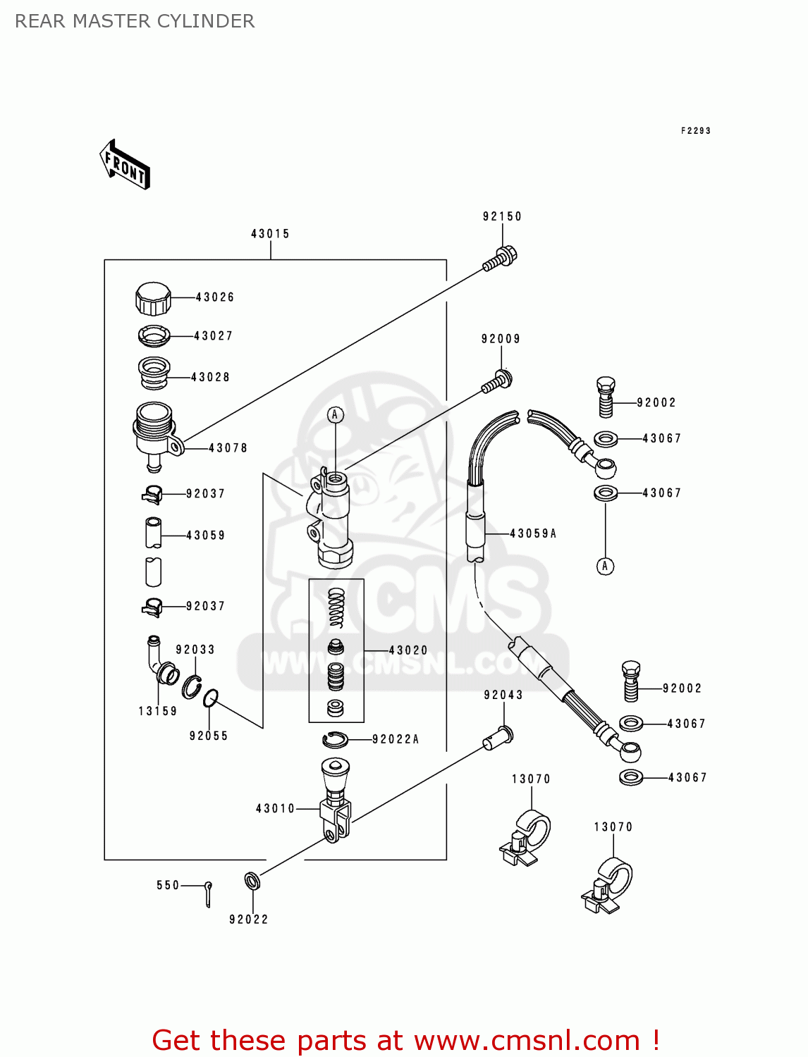 REAR MASTER CYLINDER KDX200-E5 1993 USA CANADA