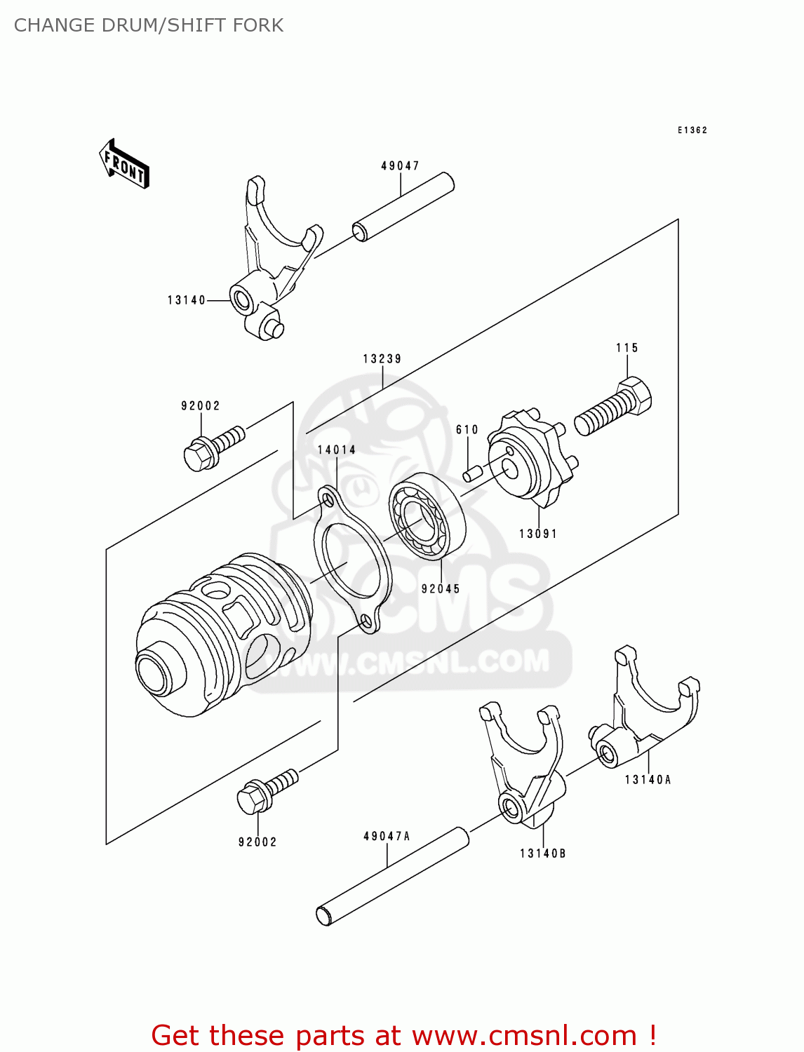 CHANGE DRUM/SHIFT FORK KDX200-E6 1994 UNITED KINGDOM AL