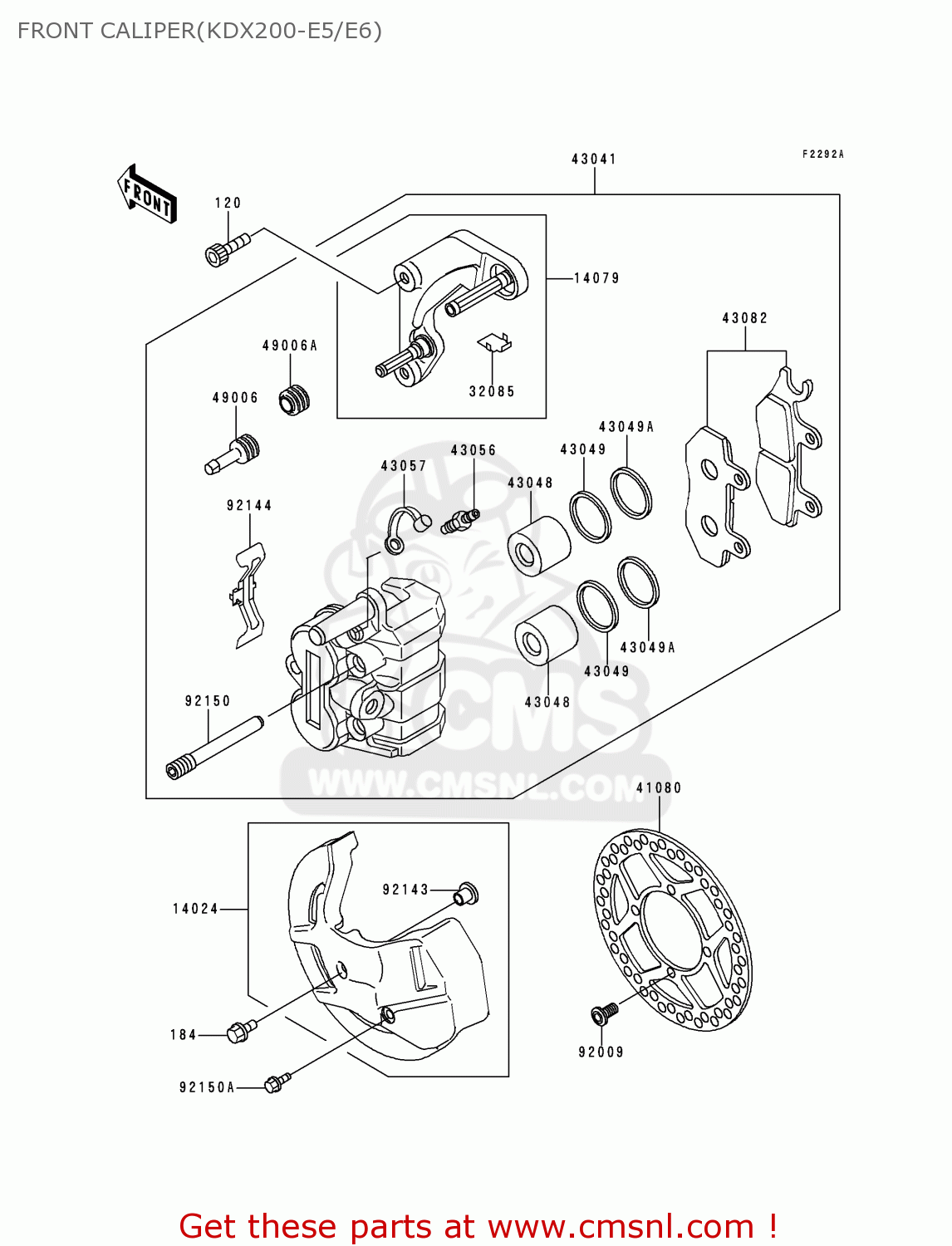 FRONT CALIPER(KDX200-E5/E6) KDX200-E6 1994 USA CANADA