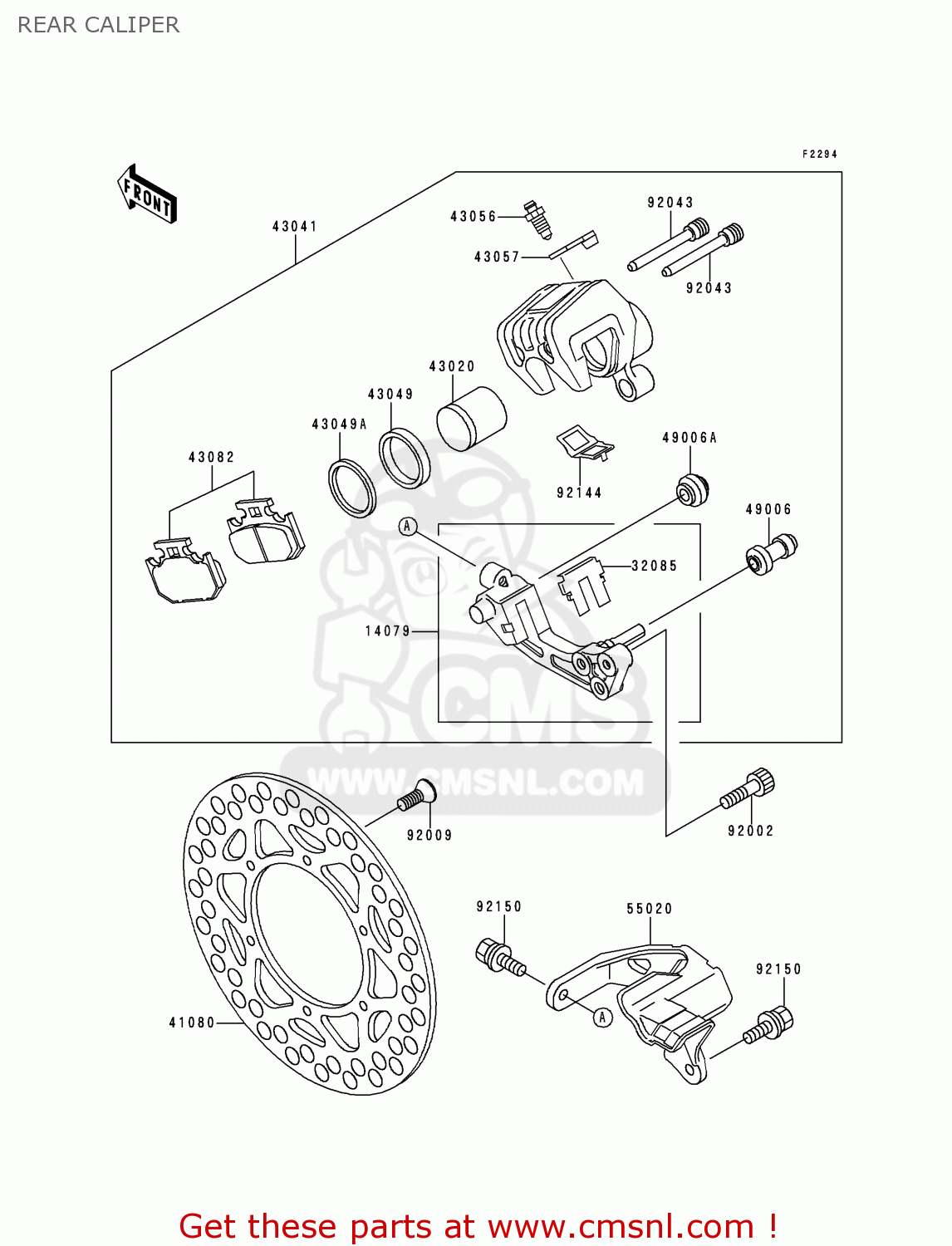 REAR CALIPER KDX200-E6 1994 USA CANADA
