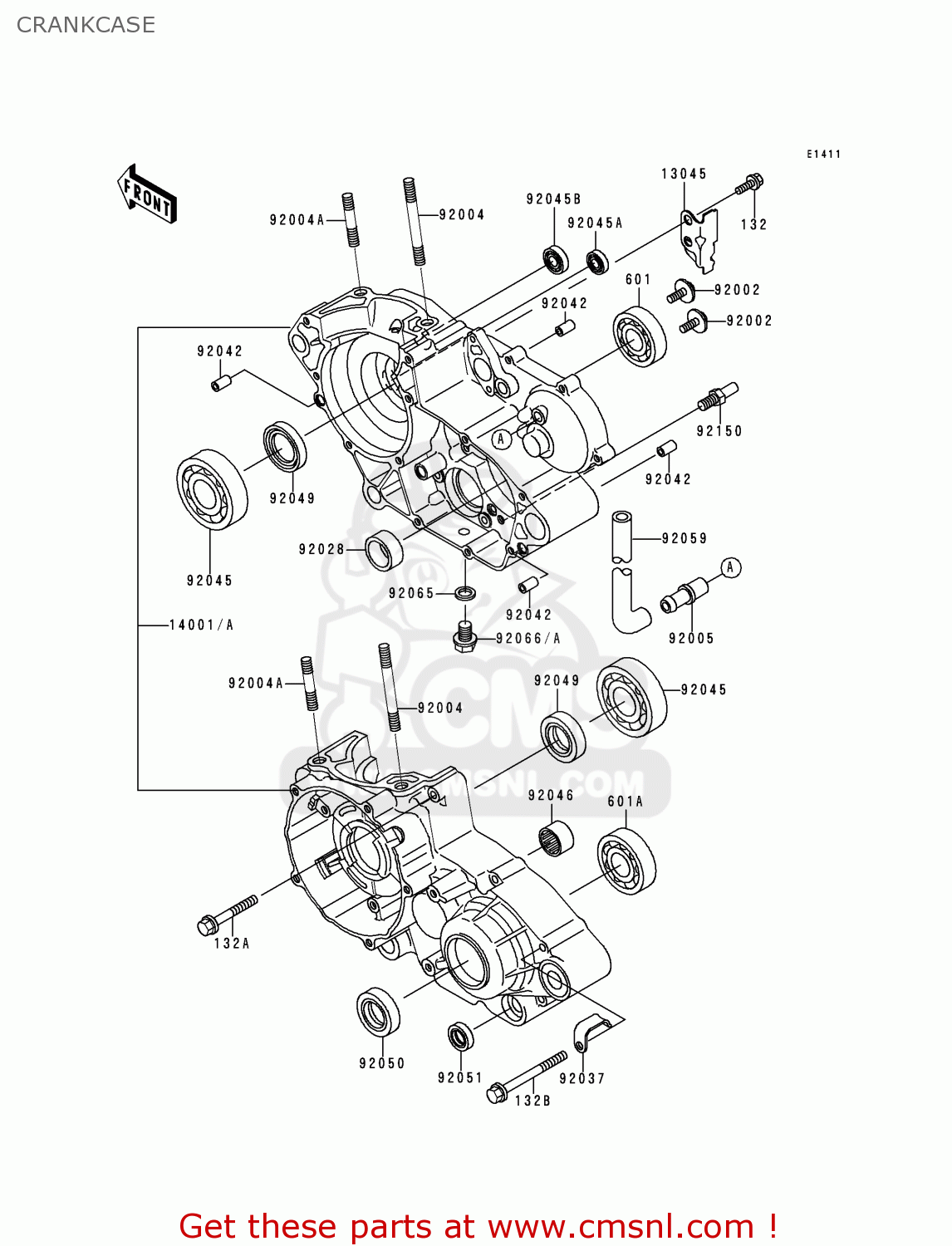 CRANKCASE KDX200-H1 1995 USA CANADA