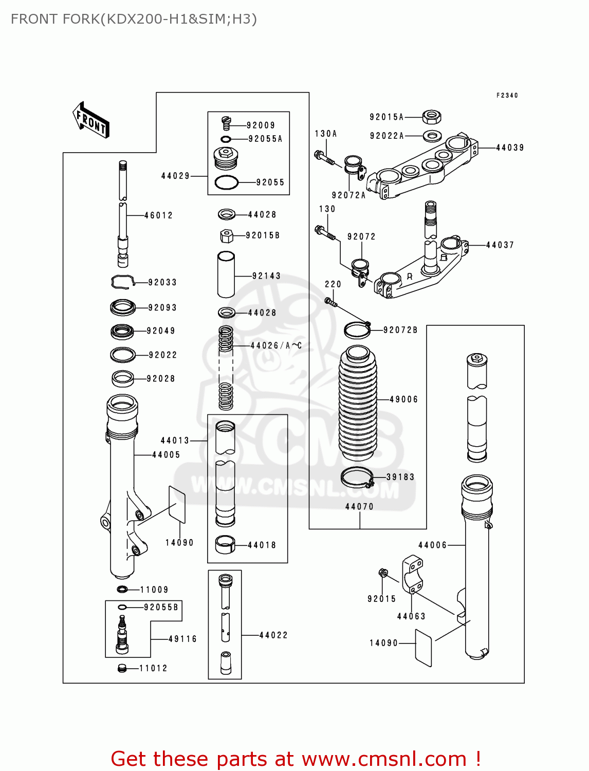 FRONT FORK(KDX200-H1&SIM;H3) KDX200-H1 1995 USA CANADA