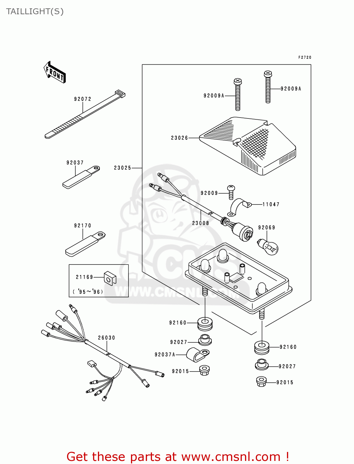 TAILLIGHT(S) KDX200-H1 1995 USA CANADA
