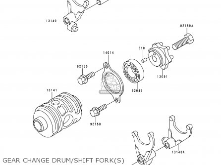 GEAR CHANGE DRUM/SHIFT FORK(S) - KDX200-H1 1995 USA CANADA