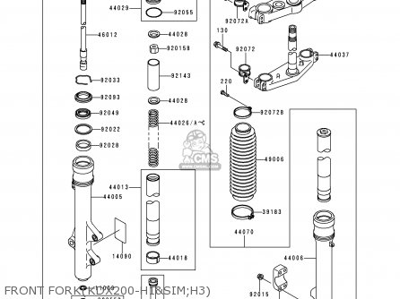 FRONT FORK(KDX200-H1&SIM;H3) - KDX200-H1 1995 USA CANADA