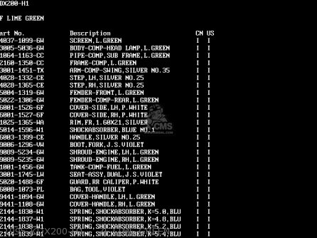 1995 KDX200-H1    7F LIME GREEN - KDX200-H1 1995 USA CANADA
