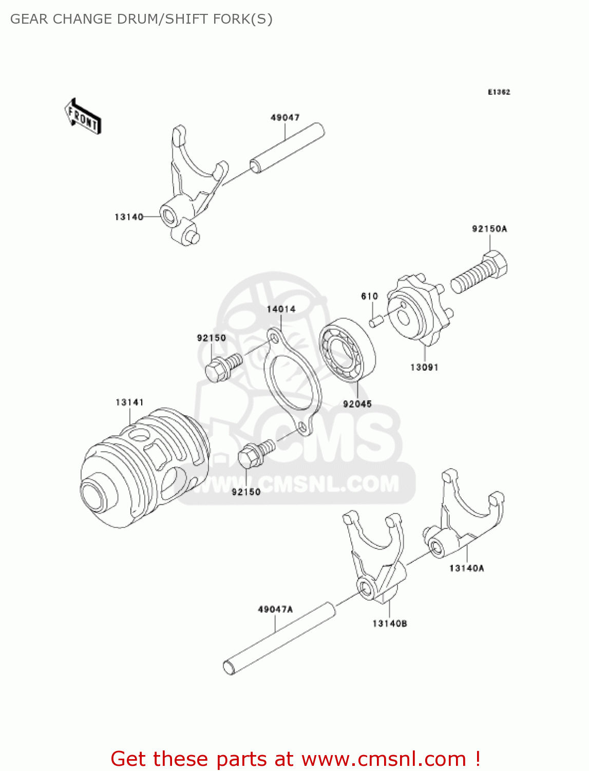 GEAR CHANGE DRUM/SHIFT FORK(S) KDX200-H10 KDX200 2004