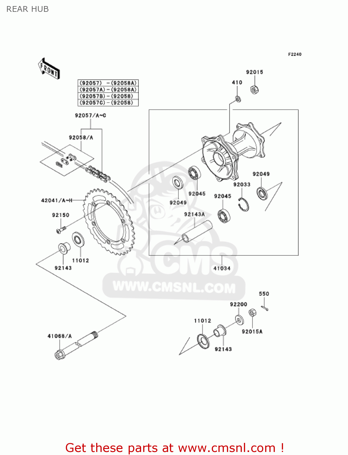 REAR HUB KDX200-H10 KDX200 2004