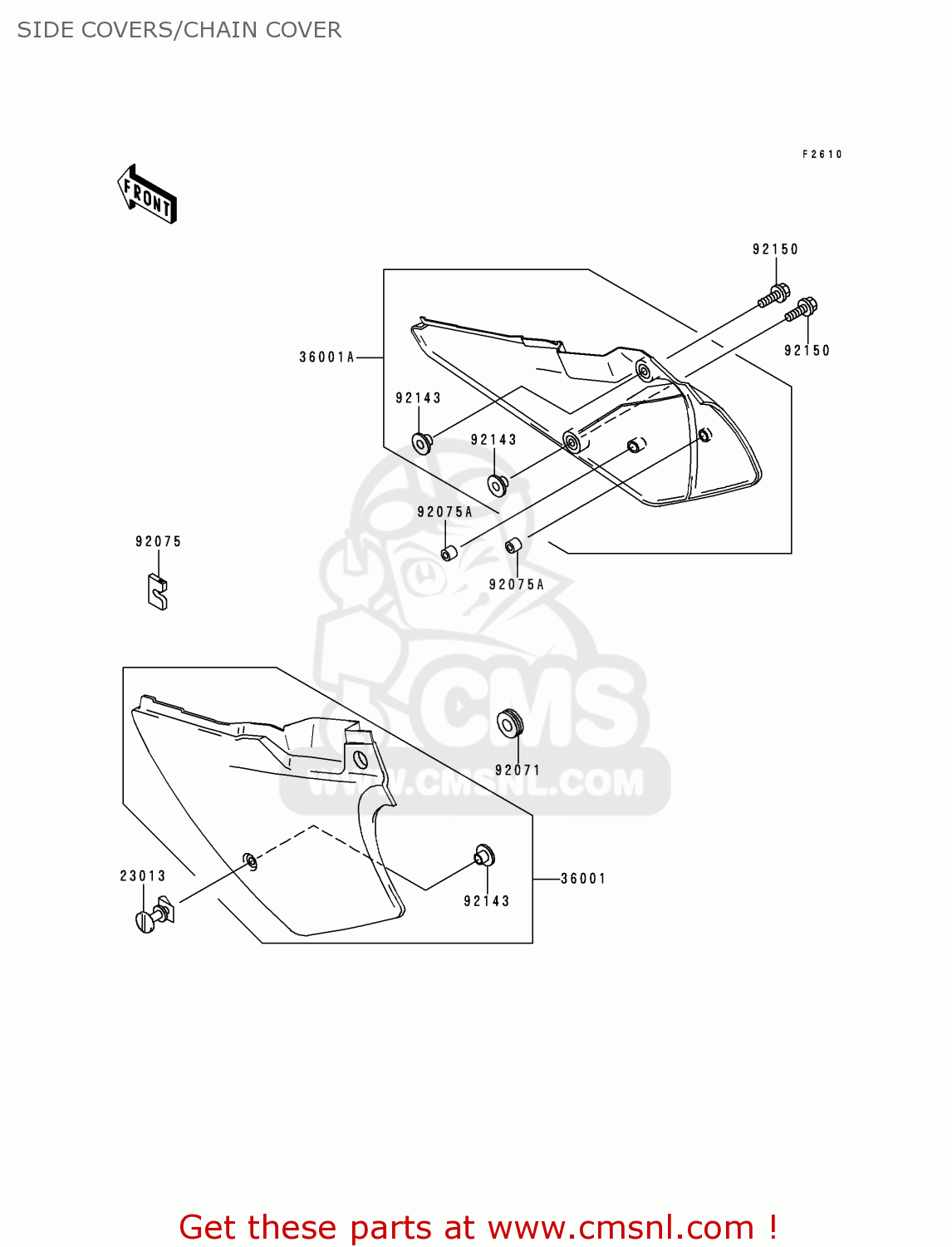 SIDE COVERS/CHAIN COVER KDX200-H2 1996 USA CANADA