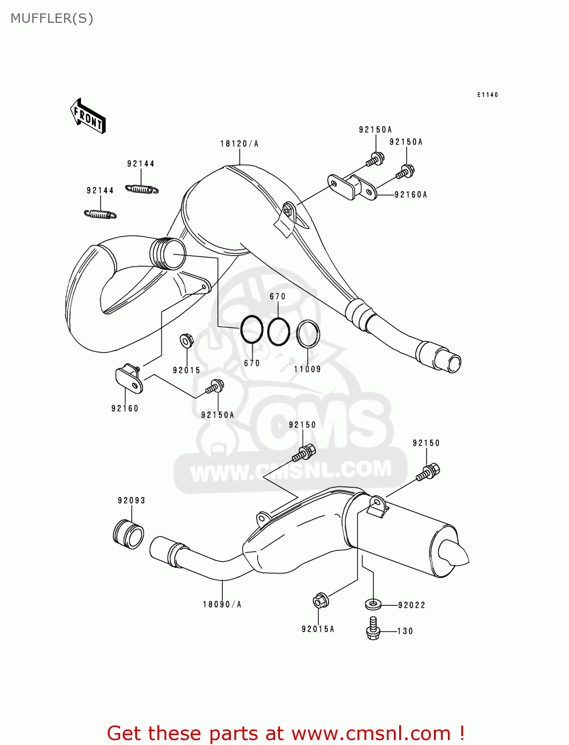 MUFFLER(S) KDX200-H3 1997 EUROPE UK FR