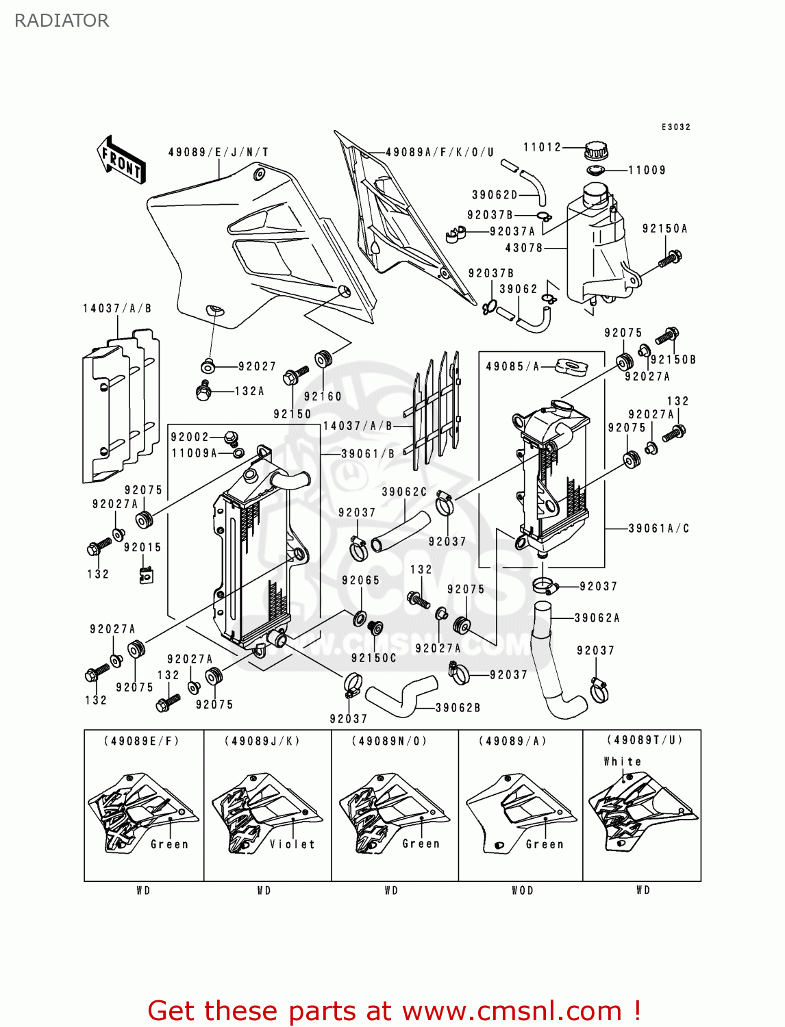 RADIATOR KDX200-H4 1998 EUROPE UK FR