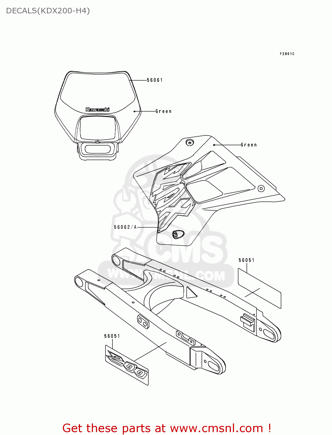 DECALS(KDX200-H4) KDX200-H4 1998 EUROPE UK FR