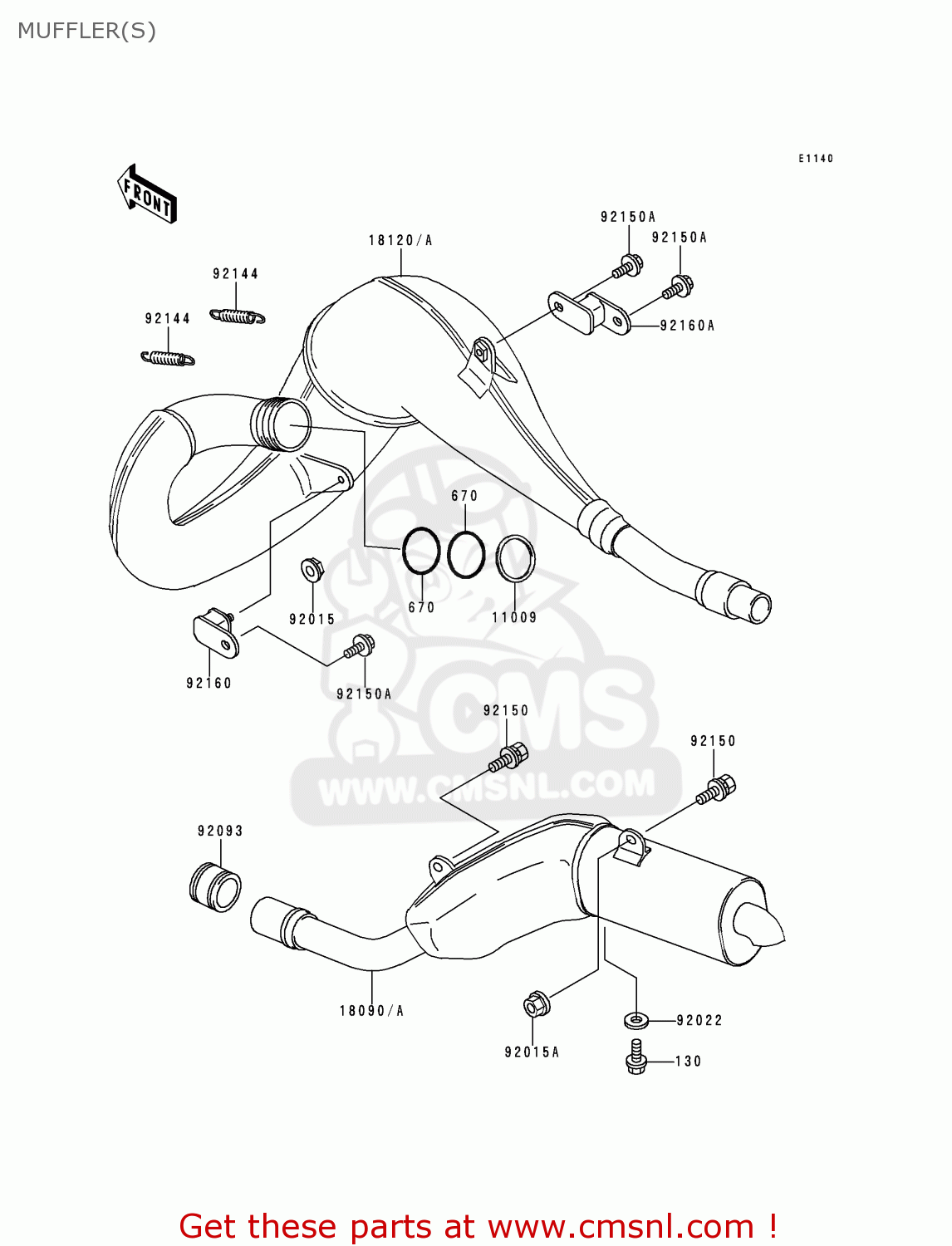 MUFFLER(S) KDX200-H4 1998 USA CANADA