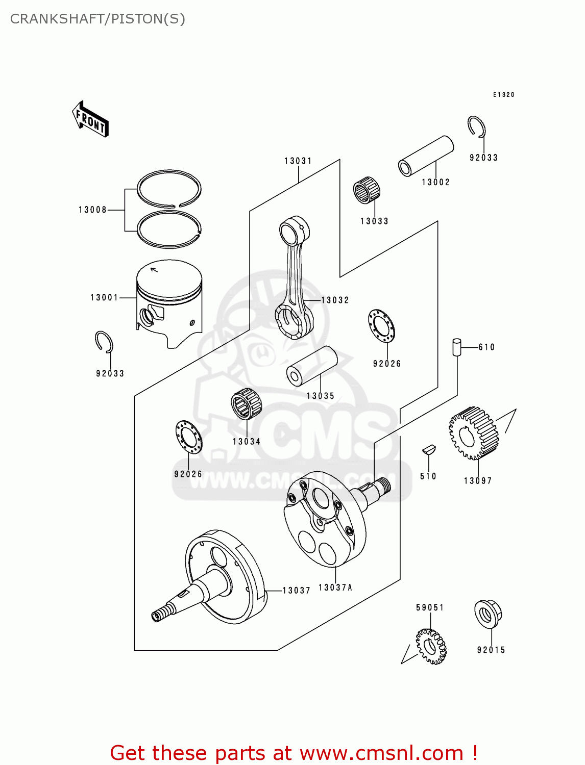 CRANKSHAFT/PISTON(S) KDX200-H4 1998 USA CANADA