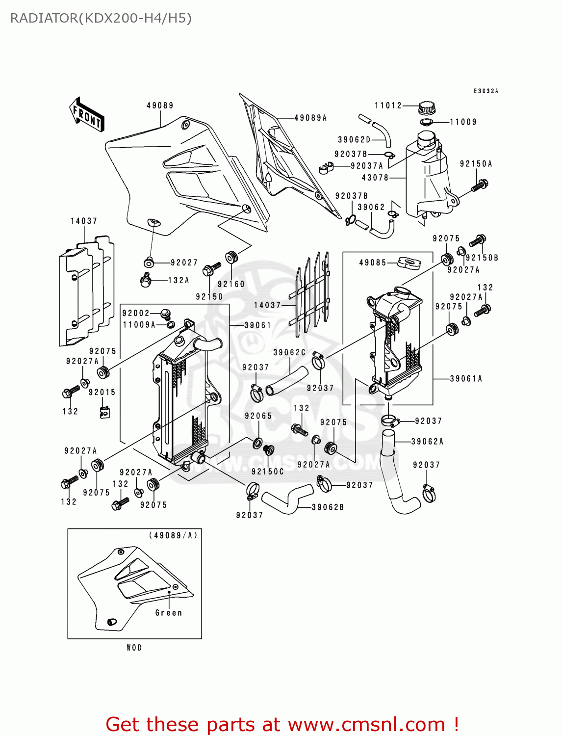 RADIATOR(KDX200-H4/H5) KDX200-H4 1998 USA CANADA
