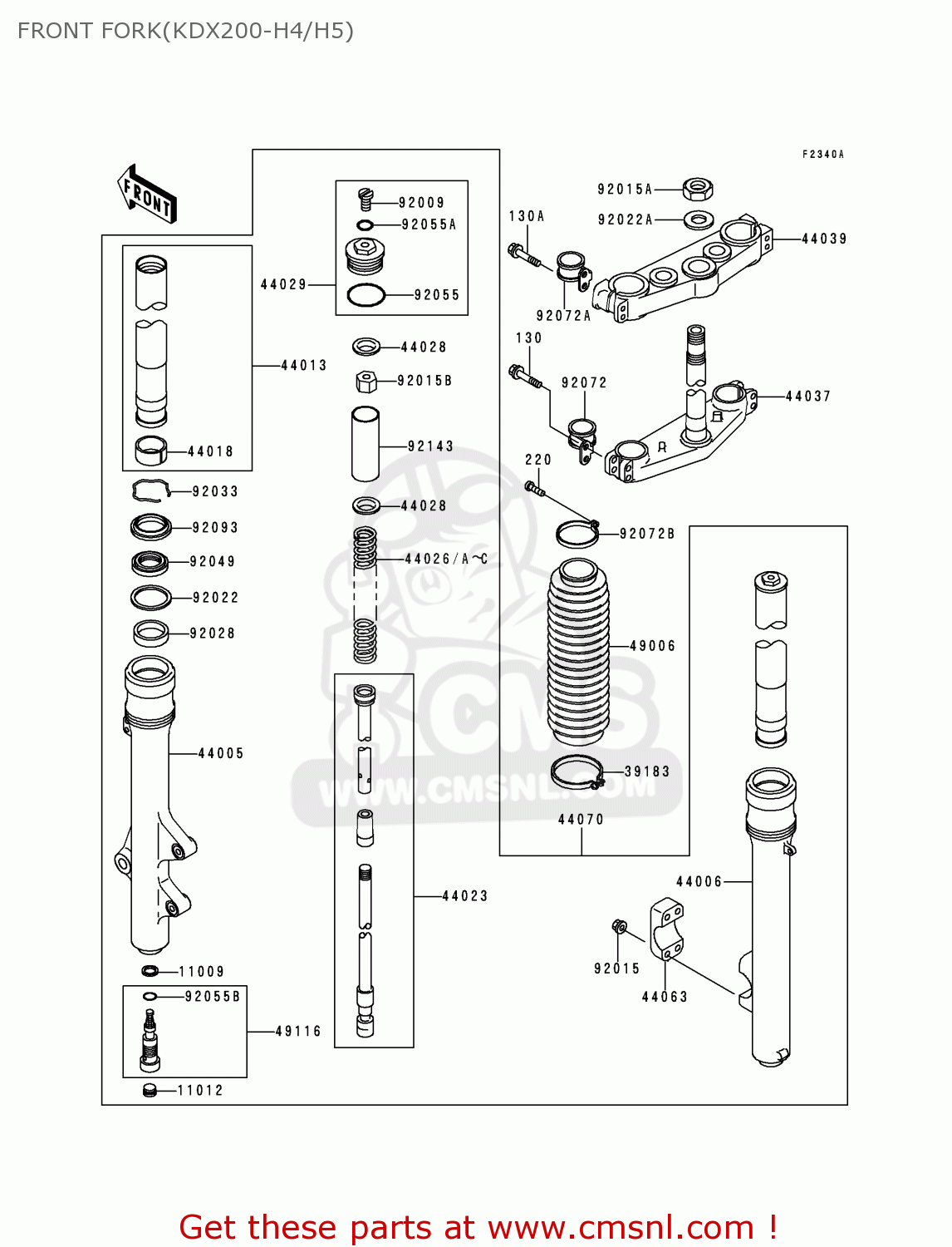 FRONT FORK(KDX200-H4/H5) KDX200-H4 1998 USA CANADA