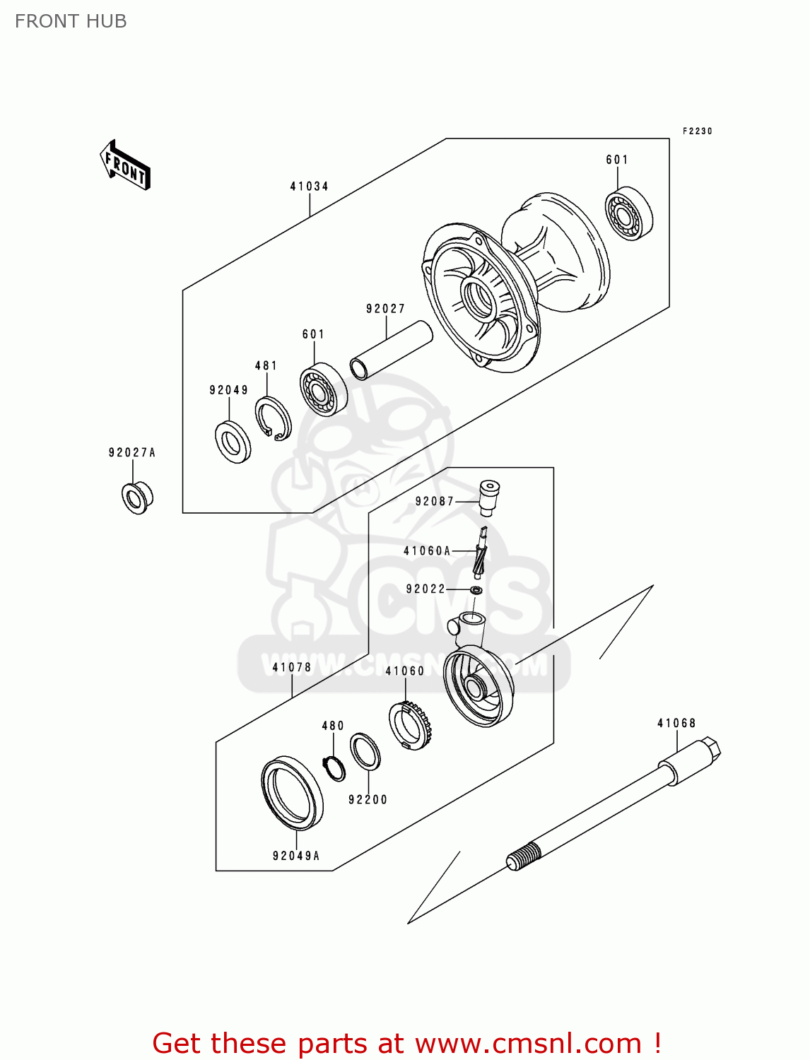 FRONT HUB KDX200-H5 1999 EUROPE