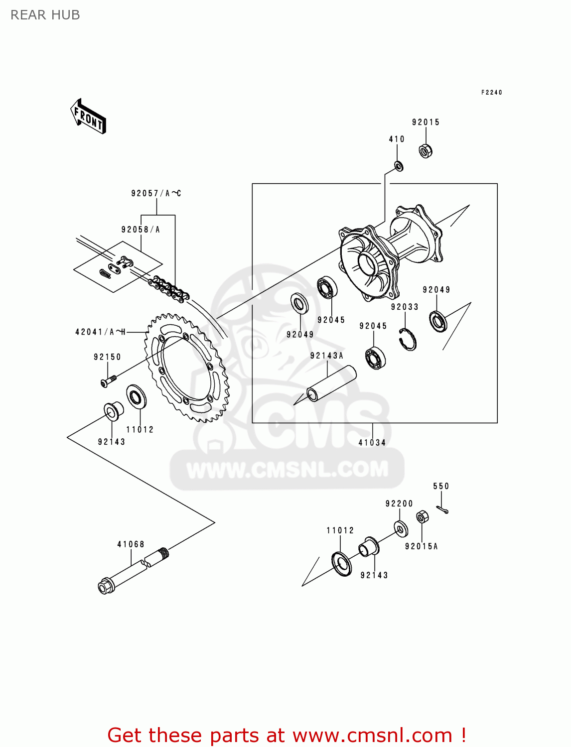 REAR HUB KDX200-H6 2000 EUROPE