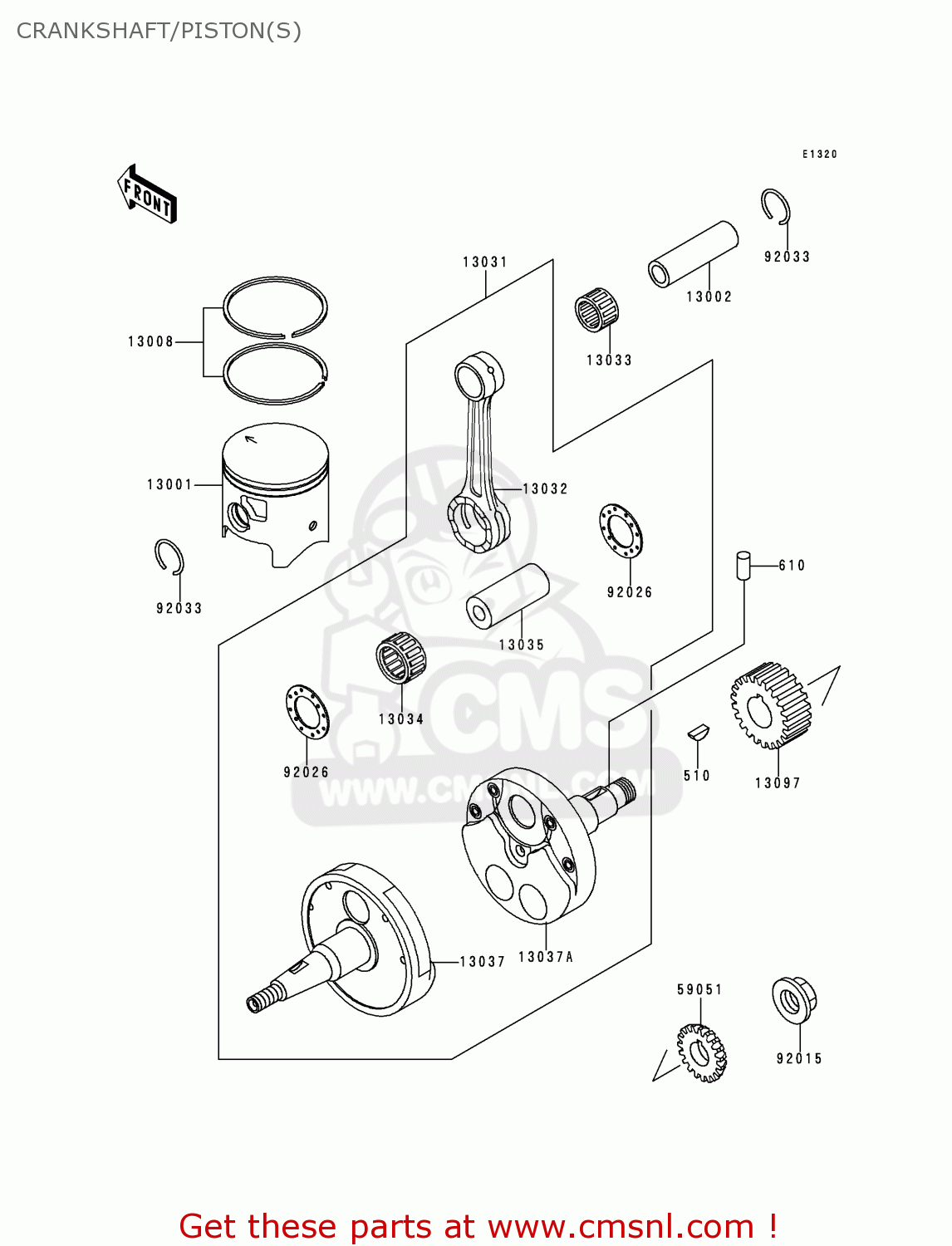 CRANKSHAFT/PISTON(S) KDX200-H6 2000 USA