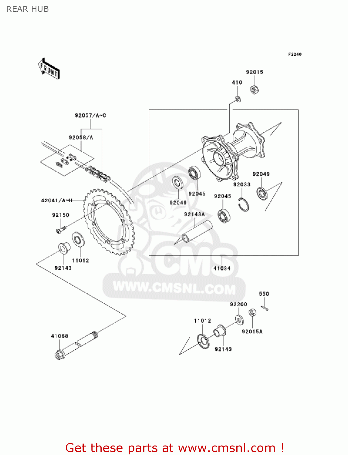 REAR HUB KDX200-H8 KDX200 2002 USA