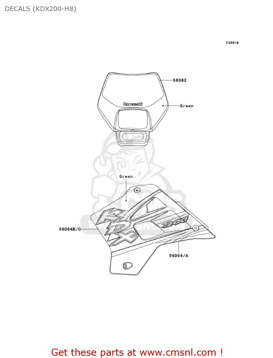 DECALS (KDX200-H8) KDX200-H8 KDX200 2002 USA