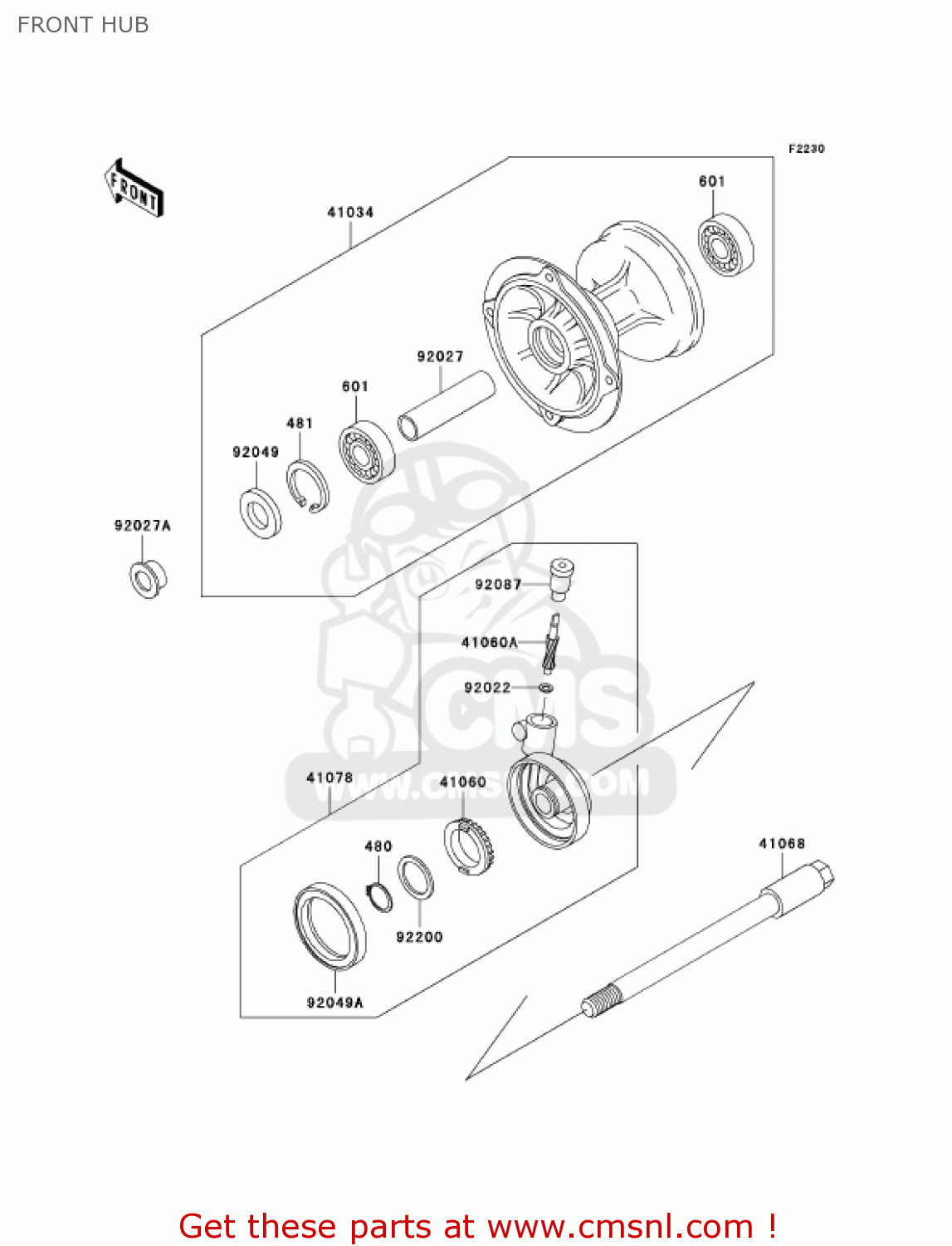 FRONT HUB KDX200H6F KDX200 2006