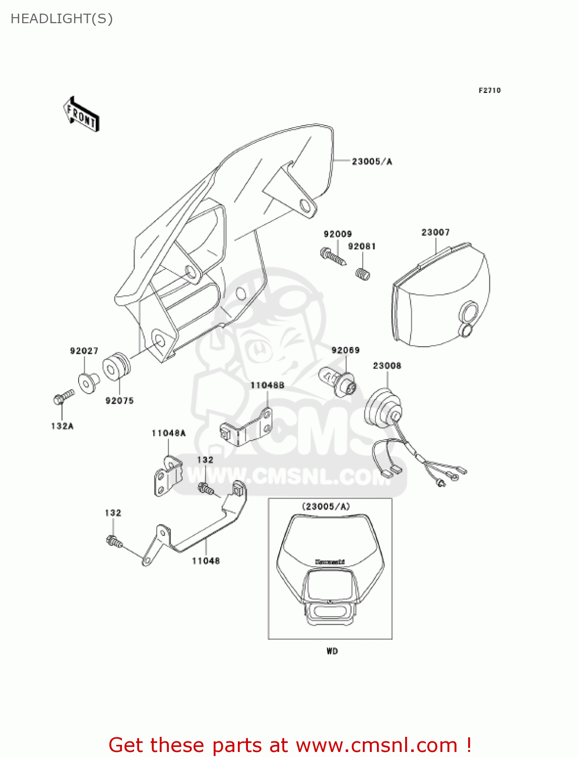 HEADLIGHT(S) KDX220-A10 KDX220R 2003 USA CANADA