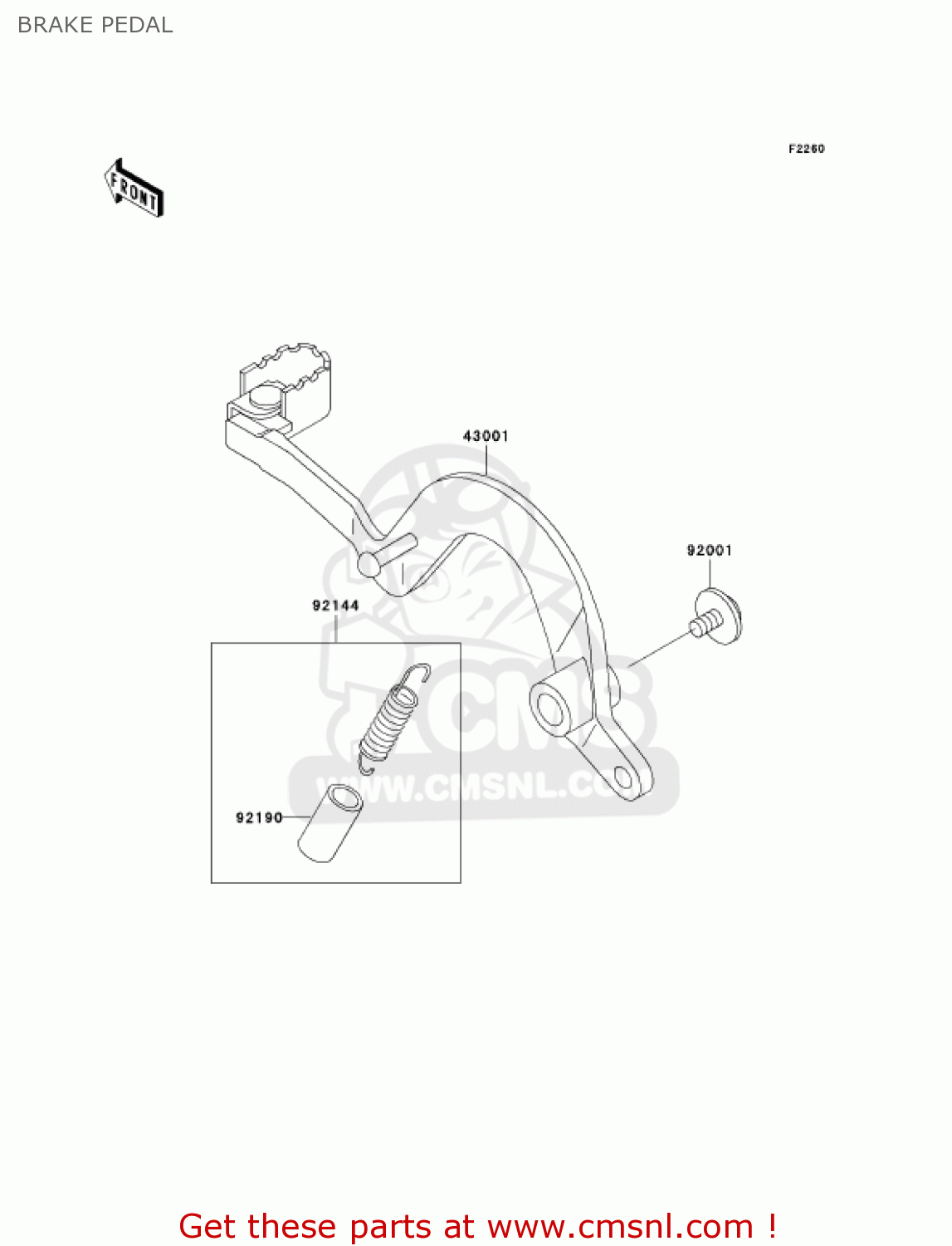 BRAKE PEDAL KDX220-A10 KDX220R 2003 USA CANADA