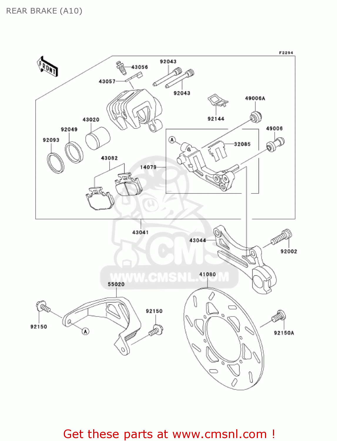 REAR BRAKE (A10) KDX220-A10 KDX220R 2003 USA CANADA