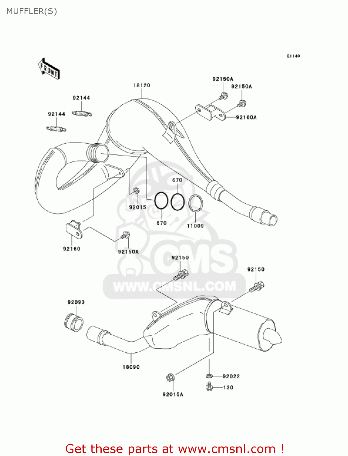 MUFFLER(S) KDX220-A10 KDX220R 2003 USA CANADA