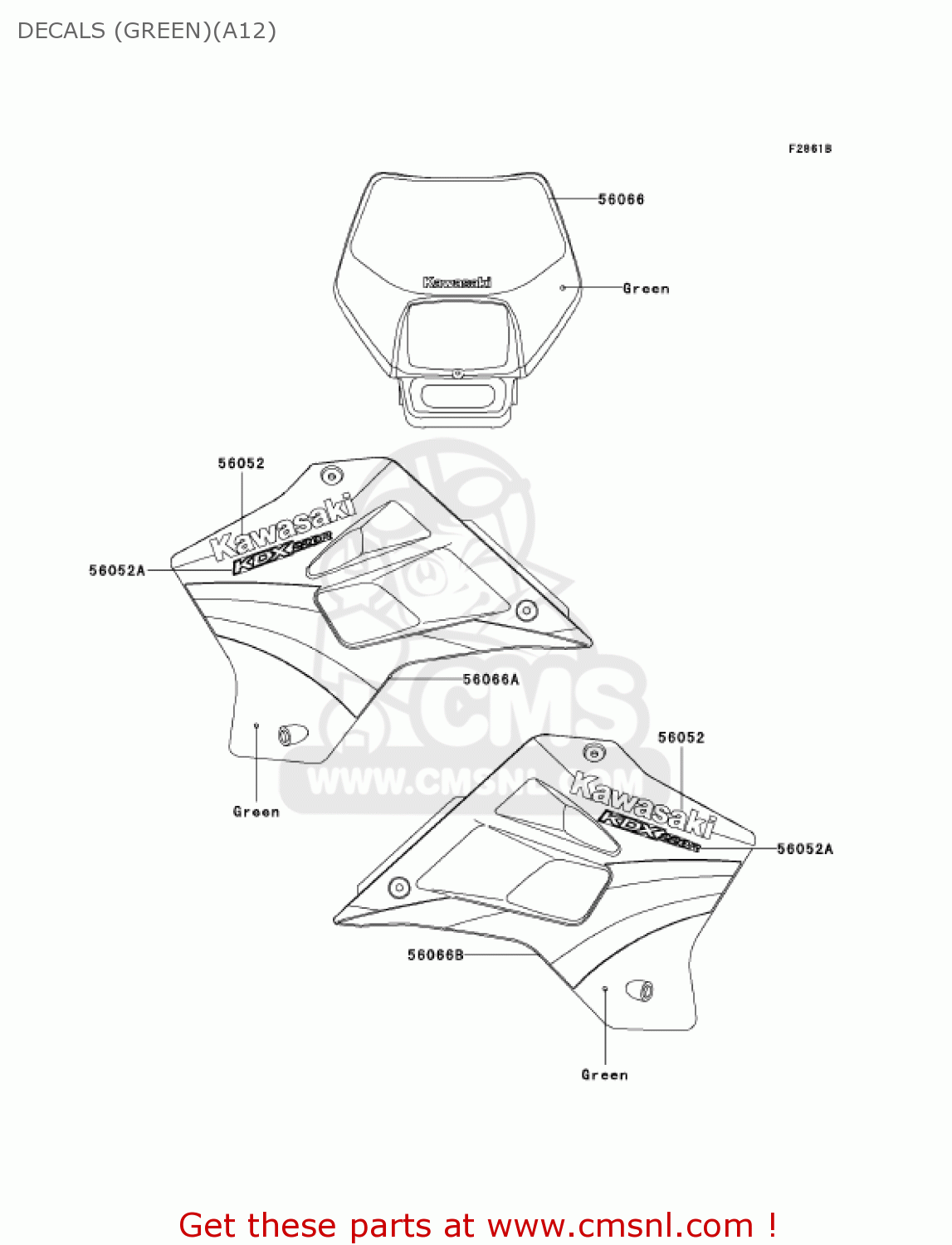 DECALS (GREEN)(A12) KDX220-A12 KDX220R 2005 USA CANADA