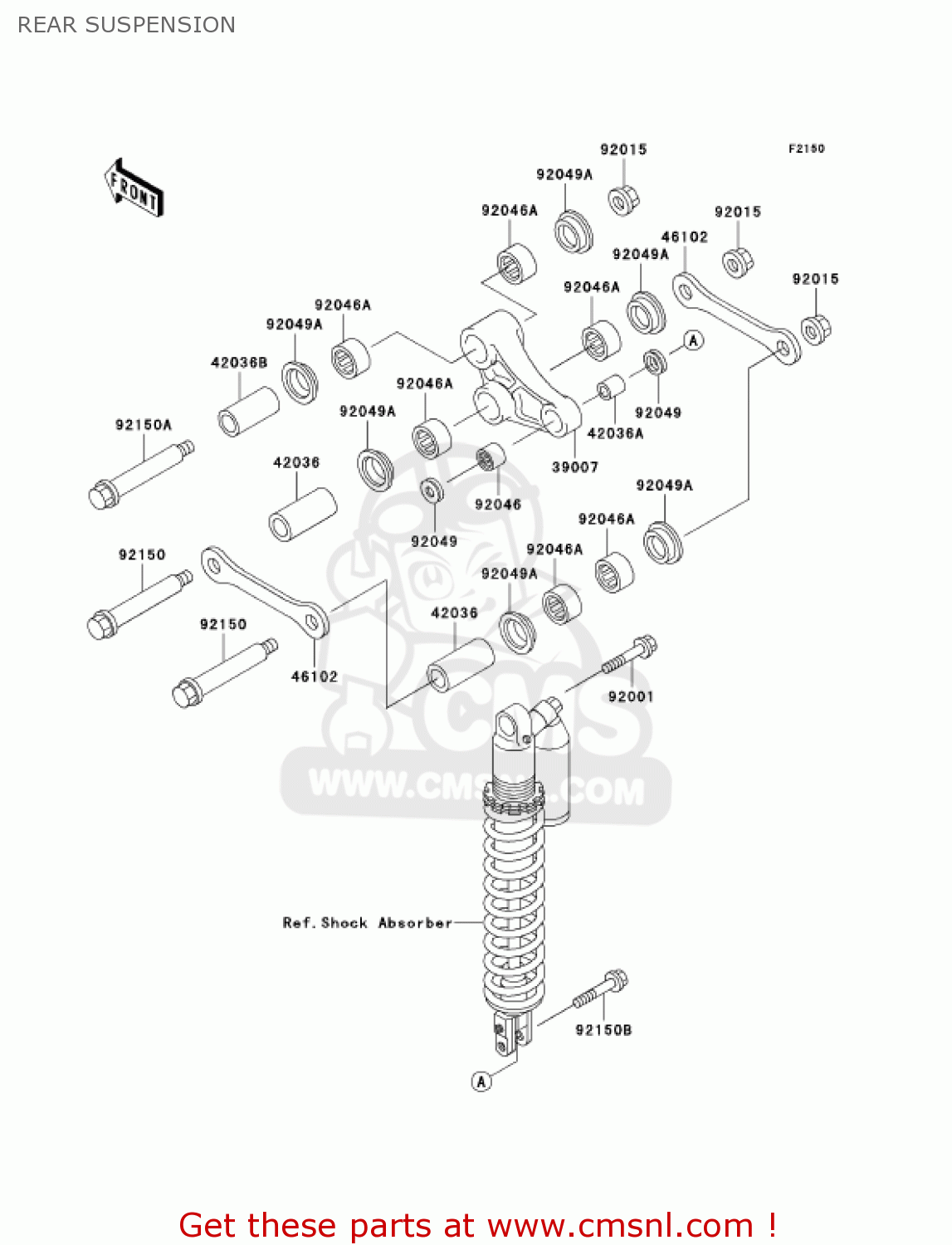 REAR SUSPENSION KDX220-A12 KDX220R 2005 USA CANADA