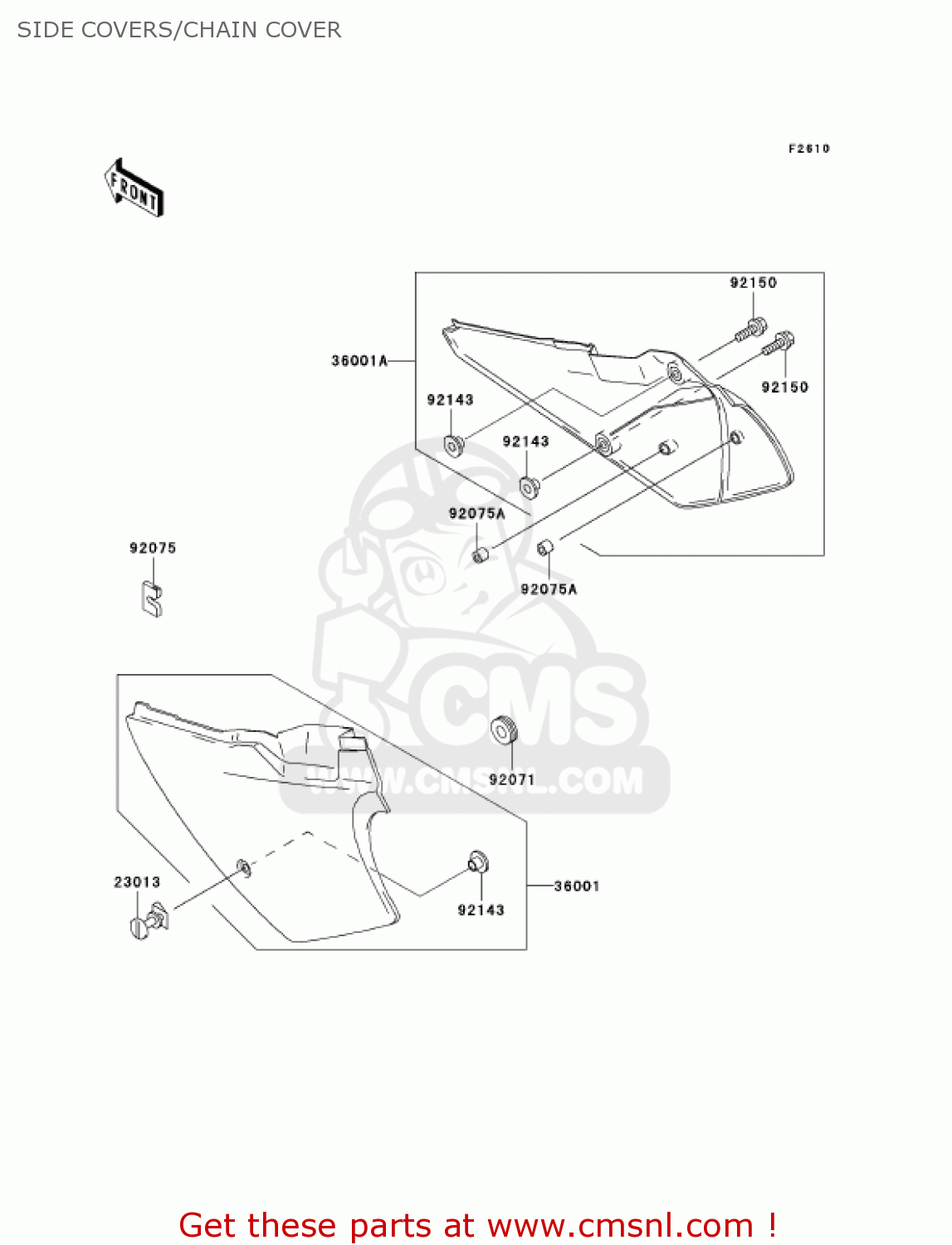 SIDE COVERS/CHAIN COVER KDX220-A12 KDX220R 2005 USA CANADA