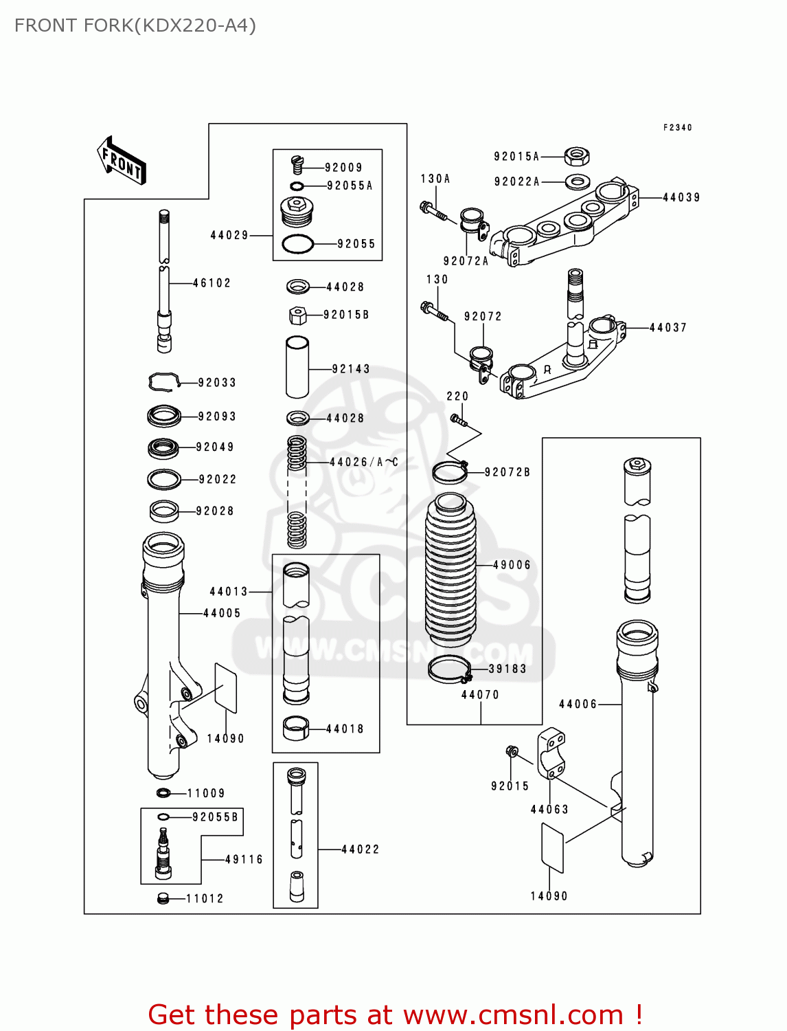 Kawasaki KDX220-A4 KDX220R 1997 USA CANADA FRONT FORK(KDX220-A4) - buy ...