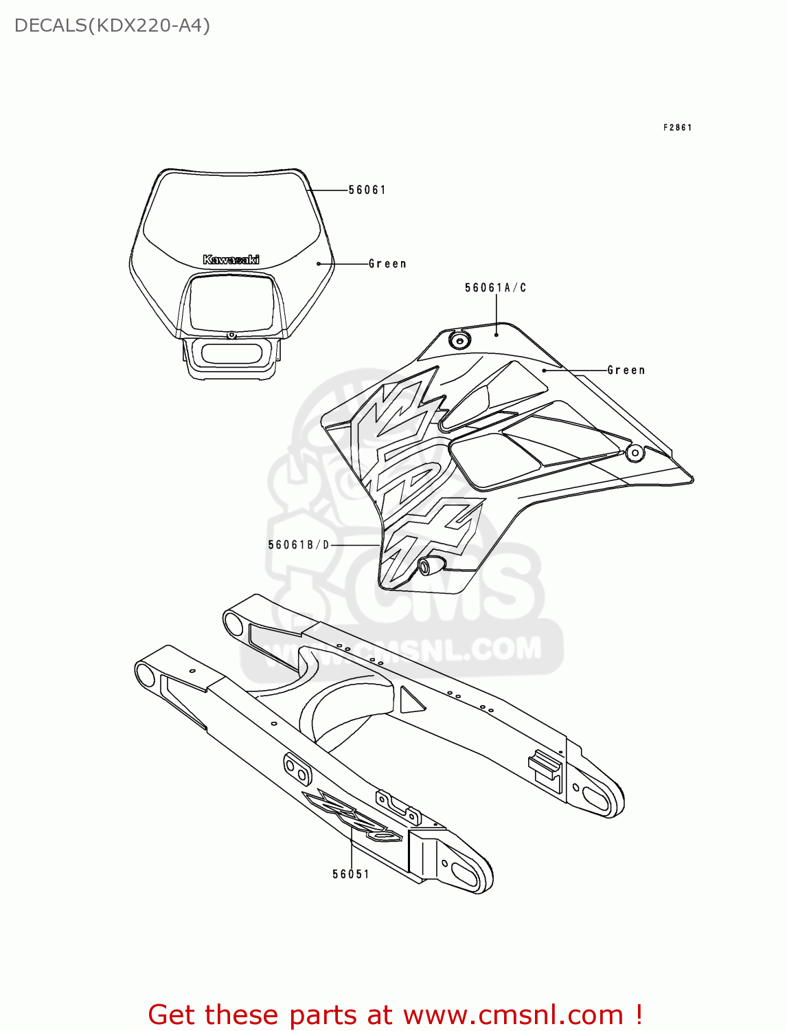 DECALS(KDX220-A4) KDX220-A4 KDX220R 1997 USA CANADA