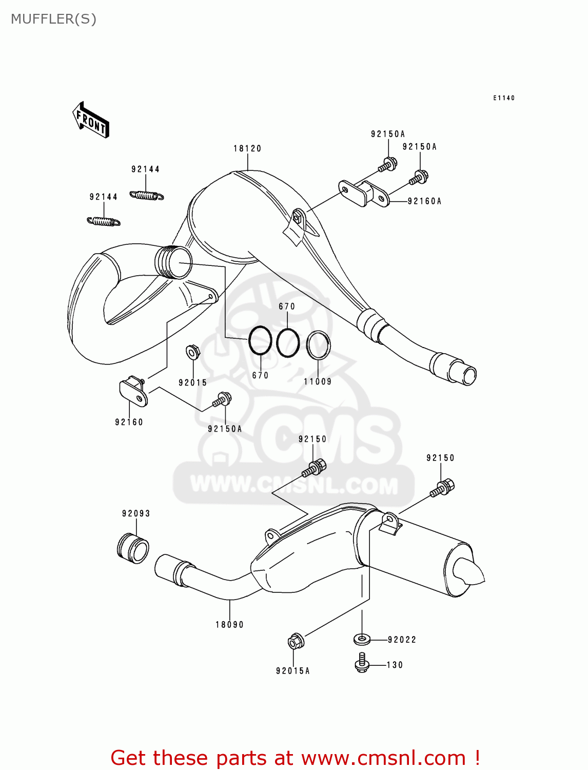 MUFFLER(S) KDX220-A5 KDX220R 1998 USA CANADA