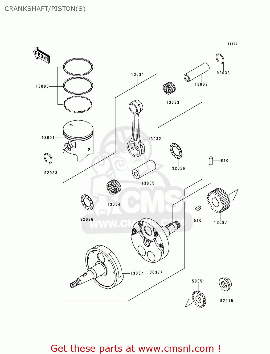 CRANKSHAFT/PISTON(S) KDX220-A5 KDX220R 1998 USA CANADA