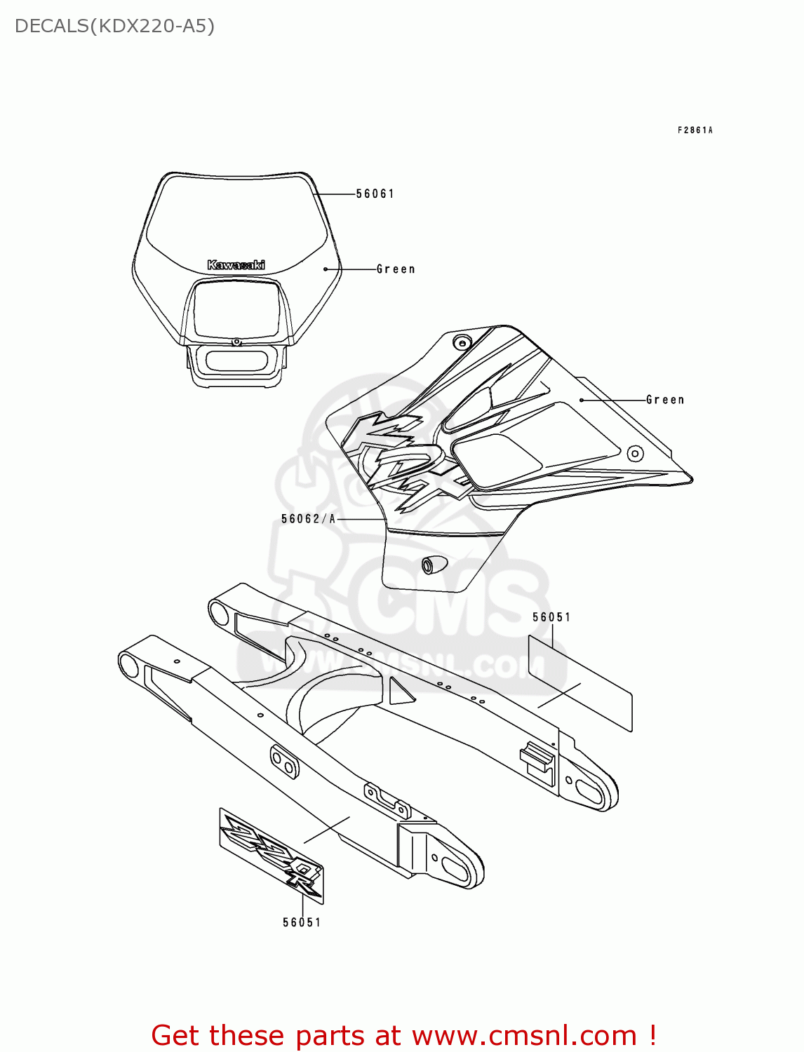 DECALS(KDX220-A5) KDX220-A5 KDX220R 1998 USA CANADA