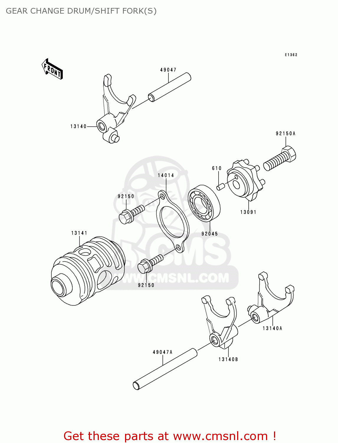 Kawasaki KDX220-A6 KDX220R 1999 USA CANADA GEAR CHANGE DRUM/SHIFT 