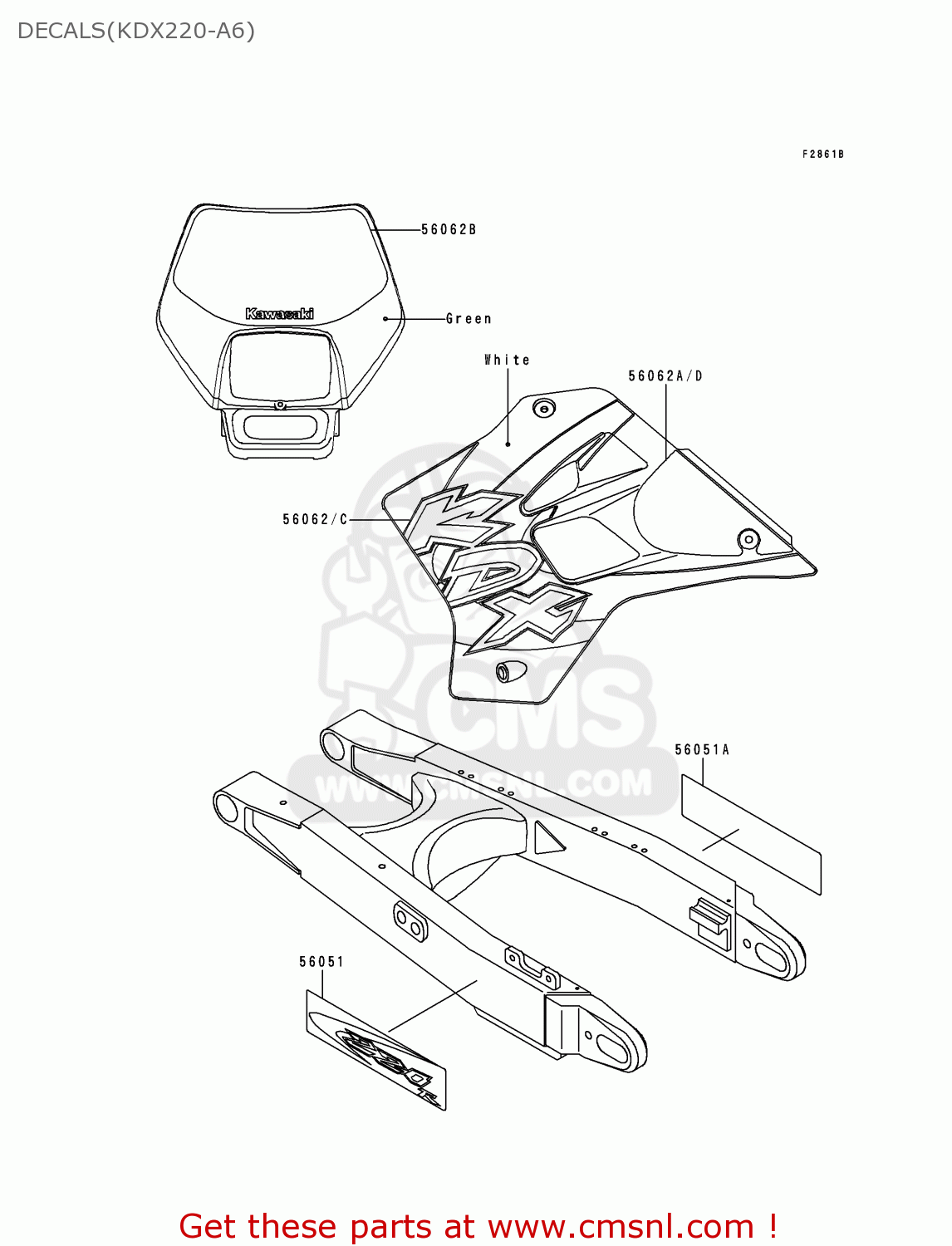 DECALS(KDX220-A6) KDX220-A6 KDX220R 1999 USA CANADA