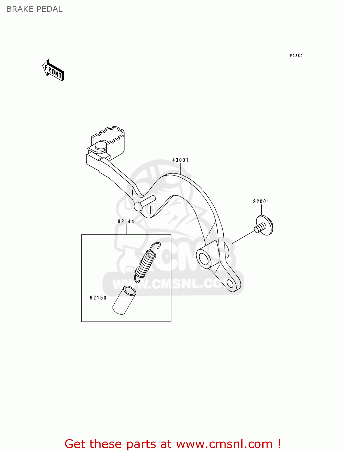 BRAKE PEDAL KDX220-A7 KDX220R 2000 USA CANADA
