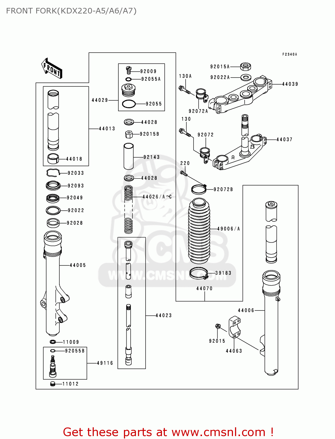 FRONT FORK(KDX220-A5/A6/A7) KDX220-A7 KDX220R 2000 USA CANADA