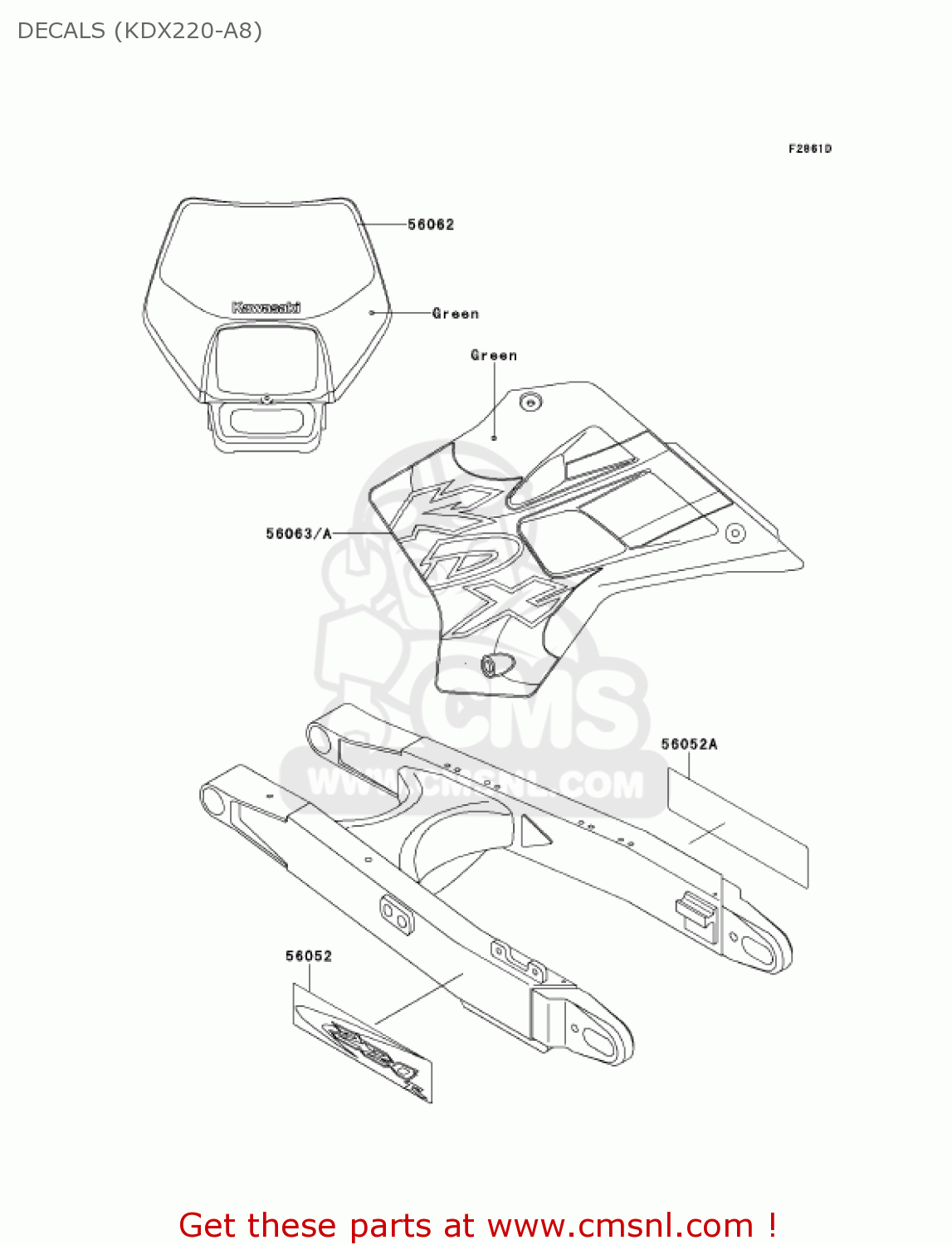 DECALS (KDX220-A8) KDX220-A8 KDX220R 2001 USA CANADA