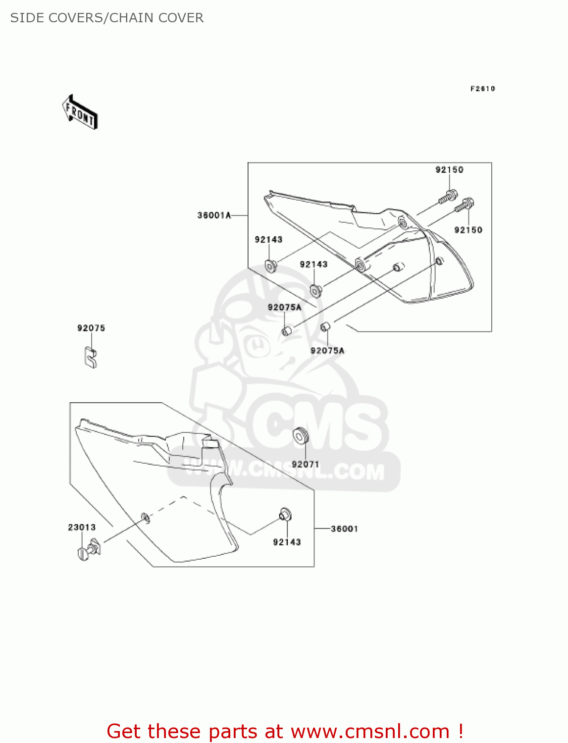 SIDE COVERS/CHAIN COVER KDX220-A8 KDX220R 2001 USA CANADA
