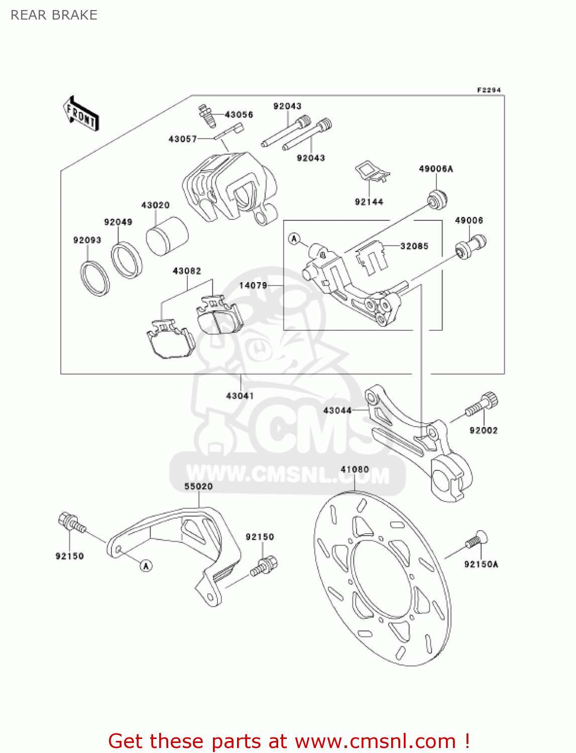 REAR BRAKE KDX220-A8 KDX220R 2001 USA CANADA